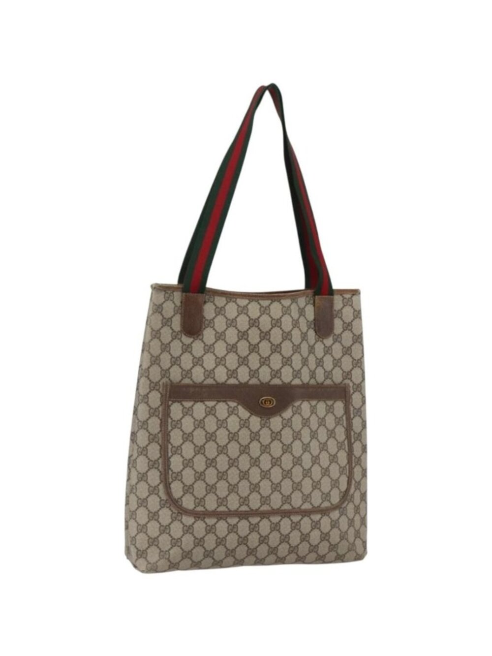 GUCCI GG Supreme Web Sherry Line Tote Bag PVC Beige Gold 16 002 4487